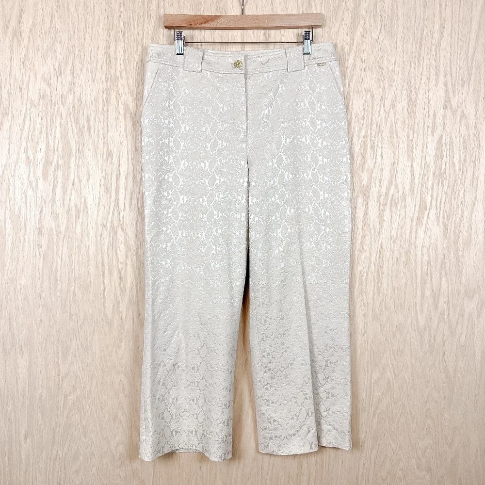 St. John Straight Crop Pants Jacquard Gold - Picture 1 of 10